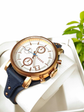 Buy Shop Fossil Original Boyfriend Chronograph White Dial Navy Blue Leather Strap Watch for Women - ES3838 USA Online