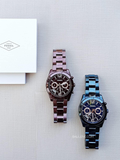 Buy Shop Fossil Perfect Boyfriend Multifunction Maroon Dial Maroon Steel Strap Watch for Women - ES4110 USA Online
