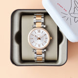 Buy Shop Fossil Carlie Silver Dial Two Tone Steel Strap Watch for Women - ES4342 USA Online
