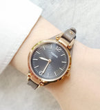 Buy Shop Fossil Georgia Smoke Grey Dial Grey Leather Strap Watch for Women - ES3077 USA Online