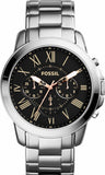 Buy Shop Fossil Grant Chronograph Black Dial Silver Steel Strap Watch for Men - FS4994 USA Online