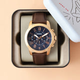 Buy Shop Fossil Grant Chronograph Blue Dial Brown Leather Strap Watch for Men - FS5068 USA Online