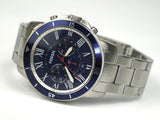Buy Shop Fossil Grant Sport Chronograph Blue Dial Silver Steel Strap Watch for Men - FS5238 USA Online