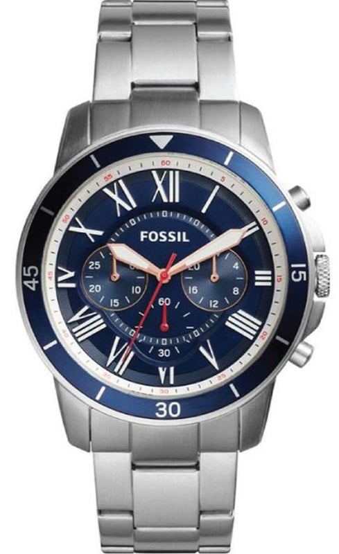 Buy Shop Fossil Grant Sport Chronograph Blue Dial Silver Steel Strap Watch for Men - FS5238 USA Online