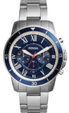 Buy Shop Fossil Grant Sport Chronograph Blue Dial Silver Steel Strap Watch for Men - FS5238 USA Online