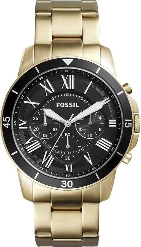 Buy Shop Fossil Inscription Automatic Black Dial Gold Steel Strap Watch for Men - FS5267 USA Online