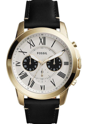 Buy Shop Fossil Grant Chronograph White Dial Black Leather Strap Watch for Men - FS5272 USA Online