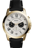 Buy Shop Fossil Grant Chronograph White Dial Black Leather Strap Watch for Men - FS5272 USA Online