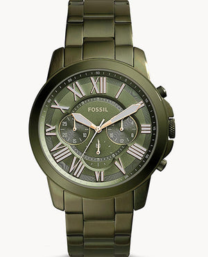 Buy Shop Fossil Grant Chronograph Olive Green Dial Green Steel Strap Watch for Men - FS5375 USA Online