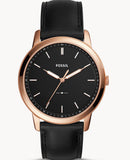 Buy Shop Fossil The Minimalist Black Dial Black Leather Strap Watch for Men - FS5376 USA Online