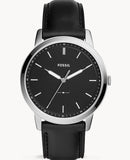 Buy Shop Fossil The Minimalist Three Hand Black Dial Black Leather Strap Watch for Men - FS5398 USA Online