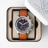 Buy Shop Fossil Goodwin Chronograph Blue Dial Brown Leather Strap Watch for Men - FS5414 USA Online