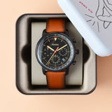 Buy Shop Fossil Goodwin Luggage Chronograph Black Dial Brown Leather Strap Watch for Men - FS5501 USA Online