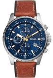 Buy Shop Fossil Dillinger Luggage Chronograph Blue Dial Brown Leather Strap Watch for Men - FS5675 USA Online