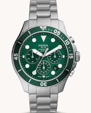 Buy Shop Fossil FB-03 Chronograph Green Dial Silver Steel Strap Watch for Men - FS5726 USA Online