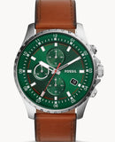 Buy Shop Fossil Dillinger Luggage Chronograph Green Dial Brown Leather Strap Watch for Men - FS5734 USA Online