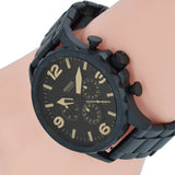 Buy Shop Fossil Nate Chrongraph Ion Plated Black Dial Black Steel Strap Watch for Men - JR1356 USA Online