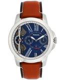 Buy Shop Fossil Grant Twist Multifunction Blue Dial Brown Leather Strap Watch for Men - ME1161 USA Online