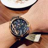 Buy Shop Fossil Grant Twist Multifunction Blue Dial Blue Leather Strap Watch for Men - ME1162 USA Online