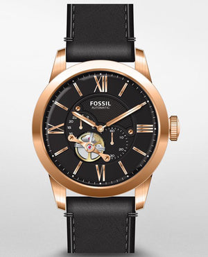 Buy Shop Fossil Townsman Automatic Black Dial Black Leather Strap Watch for Men - ME3170 USA Online