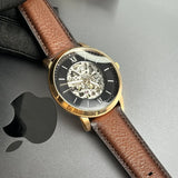 Buy Shop Fossil Neutra Automatic Skeleton Black Dial Brown Leather Strap Watch for Men - ME3195 USA Online