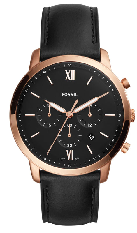 Buy Shop Fossil Neutra Chronograph Black Dial Black Leather Strap Watch for Men - FS5381 USA Online