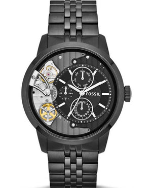 Buy Shop Fossil Townsman Mechanical Black Dial Black Steel Strap Watch for Men - ME1136 USA Online