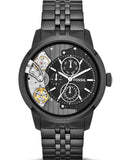 Fossil Townsman Mechanical Black Dial Black Steel Strap Watch for Men -  ME1136