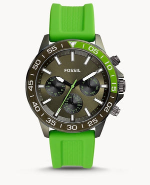 Buy Shop Fossil Bannon Chronograph Grey Dial Green Silicone Strap Watch for Men - BQ2501 USA Online