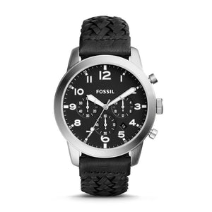 Buy Shop Fossil Pilot 54 Chronograph Black Dial Black Leather Strap Watch for Men - FS5181 USA Online