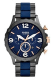 Buy Shop Fossil Nate Chronograph Blue Dial Two Tone Steel Strap Watch for Men - JR1494 USA Online