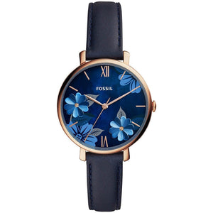 Buy Shop Fossil Jacqueline Blue Dial Blue Leather Strap Watch for Women - ES4673 USA Online
