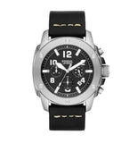 Buy Shop Fossil Modern Machine Chronograph Black Dial Black Leather Strap Watch for Men - FS4928 USA Online