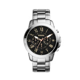 Buy Shop Fossil Grant Chronograph Black Dial Silver Steel Strap Watch for Men - FS4994 USA Online