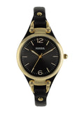 Buy Shop Fossil Georgia Black Dial Black Leather Strap Watch for Women - ES3148 USA Online