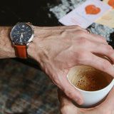Buy Shop Fossil Neutra Chronograph Blue Dial Brown Leather Strap Watch for Men - FS5453 USA Online