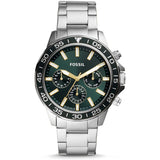 Buy Shop Fossil Bannon Chronograph Green Dial Silver Steel Strap Watch for Men - BQ2492 USA Online