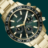 Buy Shop Fossil Bannon Multifunction Chronograph Green Dial Gold Steel Strap Watch for Men - BQ2493 USA Online