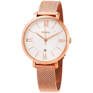 Buy Shop Fossil Jacqueline Mother of Pearl White Dial Gold Mesh Strap Watch for Women - ES4352 USA Online