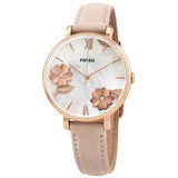 Buy Shop Fossil Jacqueline Three Hand Mother of Pearl Dial Pink Leather Strap Watch for Women - ES4671 USA Online