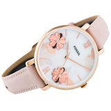 Buy Shop Fossil Jacqueline Three Hand Mother of Pearl Dial Pink Leather Strap Watch for Women - ES4671 USA Online