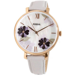 Buy Shop Fossil Jacqueline Mother of Pearl Dial Grey Leather Strap Watch for Women - ES4672 USA Online
