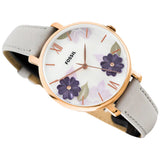 Buy Shop Fossil Jacqueline Mother of Pearl Dial Grey Leather Strap Watch for Women - ES4672 USA Online