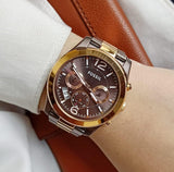 Buy Shop Fossil Perfect Boyfriend Multifunction Brown Dial Two Tone Steel Strap Watch for Women - ES4284 USA Online