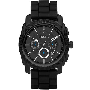 Buy Shop Fossil Machine Chronograph Black Dial Black Silicone Strap Watch for Men - FS4487 USA Online