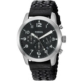 Buy Shop Fossil Pilot 54 Chronograph Black Dial Black Leather Strap Watch for Men - FS5181 USA Online