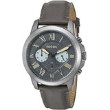 Buy Shop Fossil Grant Chronograph Gunmetal Grey Dial Grey Leather Strap Watch for Men - FS5183 USA Online
