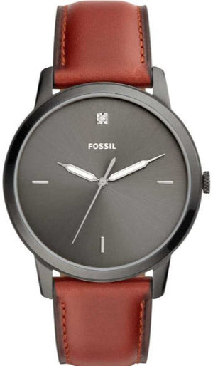 Buy Shop Fossil The Minimalist 3H Grey Dial Brown Leather Strap Watch for Men - FS5479 USA Online