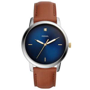 Buy Shop Fossil The Minimalist 3H Blue Dial Brown Leather Strap Watch for Men - FS5499 USA Online