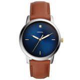 Buy Shop Fossil The Minimalist 3H Blue Dial Brown Leather Strap Watch for Men - FS5499 USA Online